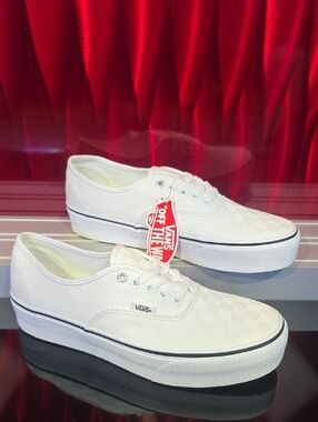 Vans Authentic Platform White Tonal Check Men’s 8.5 Women’s 10